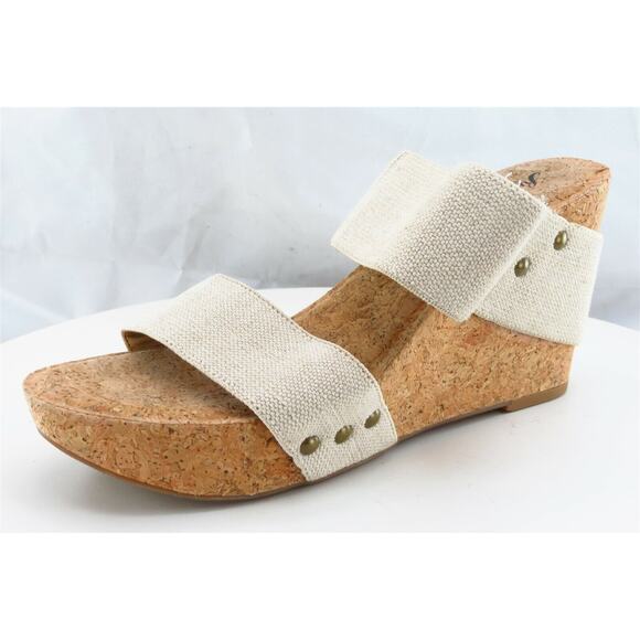 Lucky‎ Brand Sz 9 Medium Beige Slide Fabric Women Sandals - Picture 1 of 7